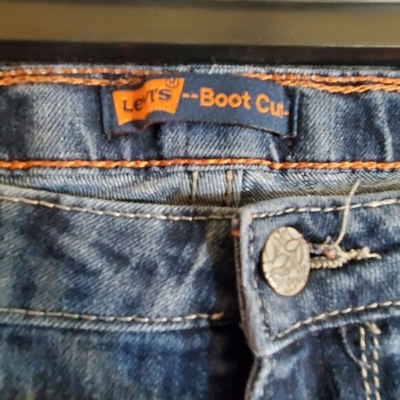 Levis Boot Cut Stretch Jeans Girls Juniors Sz 16 Blue Denim Flap Pockets 28x27 - Picture 8 of 14